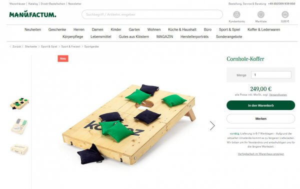 konifez Cornhole bei Manufactum